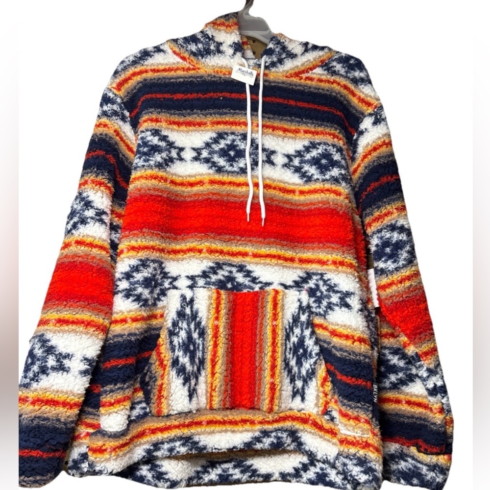 New Brooklyn Cloth Fuzzy Aztec Sz:XL Southwestern Colorful Pullover Soft Hoodie